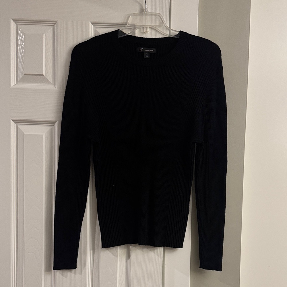 H&M Black Ribbed Crewneck Sweater